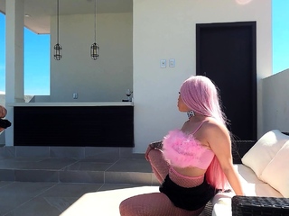 German Teen in Fishnet Stockings Outdoor Sex by older Guy