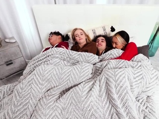 Interracial foursome with stepsiblings