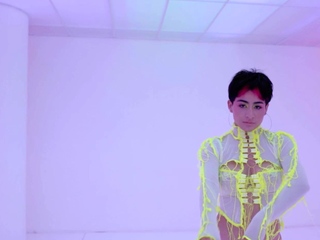 Neon lingerie looks hot on latina MILF