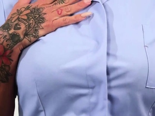 CFNM nurse voyeur MILF watches man jerks