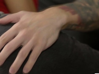 Curvy TS Brittney Kade gives head and rides his big cock