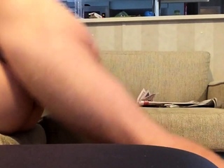 Horny slut wearing denim skirt taking cock and cum inside pu