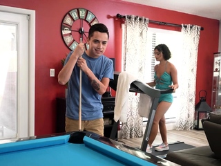 Latina teen stepsister needed her cardio