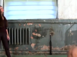 A pair of CFNM femdom busty brunettes sucking cock