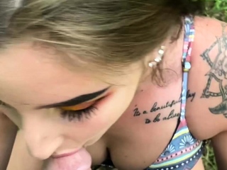 Amateur blowjob outdoor