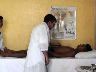 Asian doctor sucking off twink patient before enema play