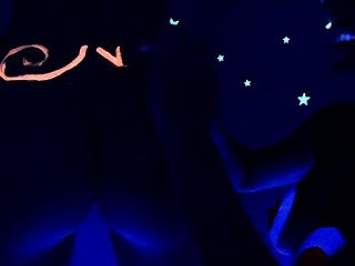 Black-light Liquid Latex fun with two naked hotties