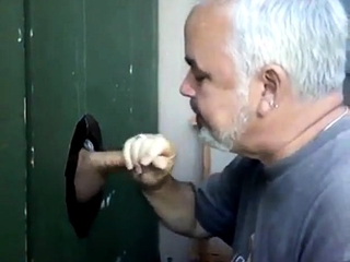 Blowjob and cum eating in Glory Hole