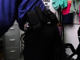 Bodacious ginger playing with officers cock