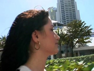 British brunette small tits teen pick up on street for porn