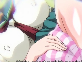 Brunette cums to hentai