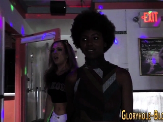 Ho fucked and creampied thru gloryhole