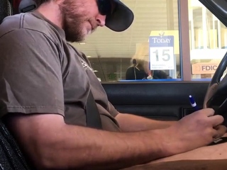 Horny Guy Bustin A Nut at the Bank ( Hands free Public Cum )