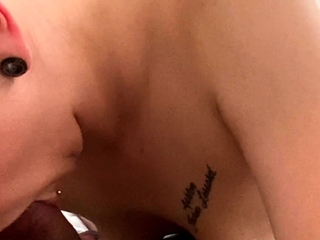 Real blonde amateur giving a POV blowjob