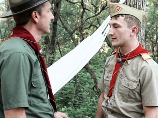 Sexy DILF Scoutmaster seduces and barebacks boy in the woods