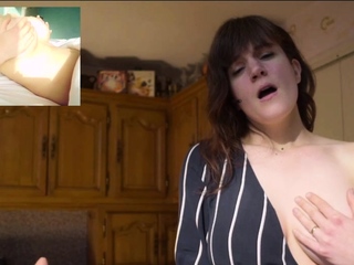 Amateur pigtailed brunette stripteases and dances