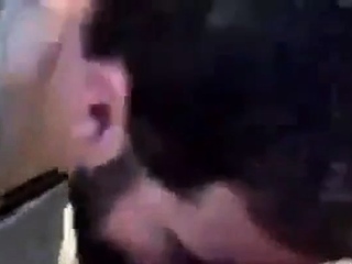 Daddy gives a facial in the woods