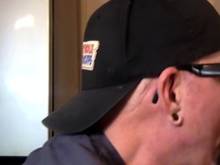 Gloryhole BJ gaydaddy gets fucked by black cock in closeup