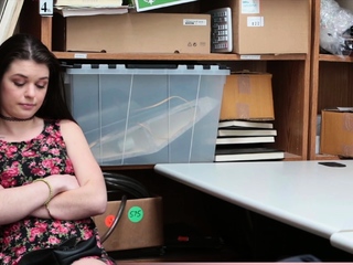 Hot brunette thief got caught in the act