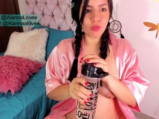 Kinky moist taco brunette anal toy play during masturbating