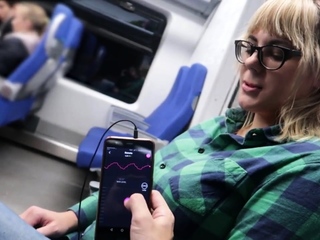 REMOTE CONTROL MY ORGASM IN THE TRAIN  PUBLIC FEMALE ORGASM