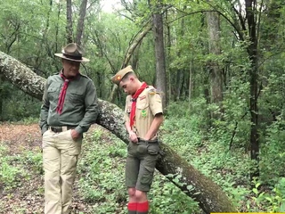 Scout Master Dillon Stone fucked hard Maxwell outdoor