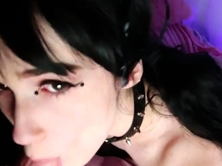 Small tit brunette sucks a big cock hardcore