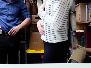 An officer strips then fucks store owners teen stepdaughter