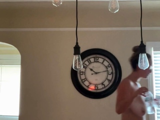 Busty curly brunette with big boobs fucks on couch