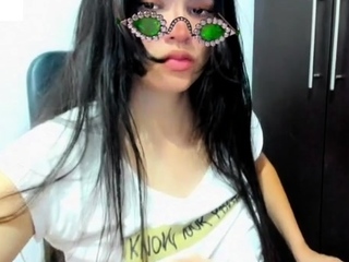 Cute curly brunette solo webcam masturbation