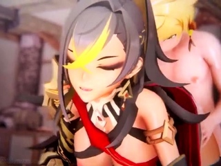 Hot 3D redhead licking a pussy while getting fucked