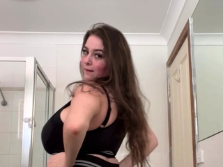 Hot brunette big boobs toying pink pussy