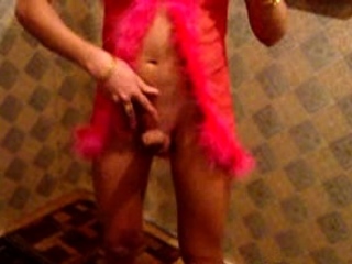 Shemale tranny enjoying solo masturbation