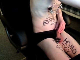 Sissy Faggot Boi used as a notepad whore!