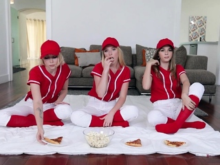 Three baseball teens fucking a big cock