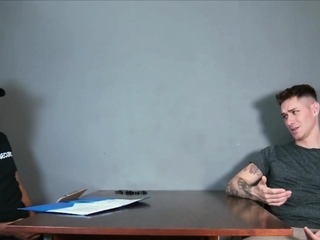 Banging handsome perp Zac on the office desk