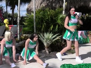 Cheerleading training ends in fuck fest by the pool