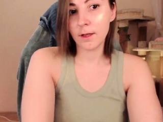 Cute curly brunette solo webcam masturbation