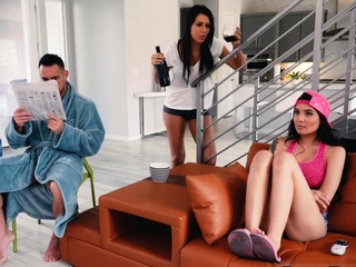 Mustache daddy first time Family Shares A Bed