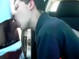 Sucking a cock seated in his car