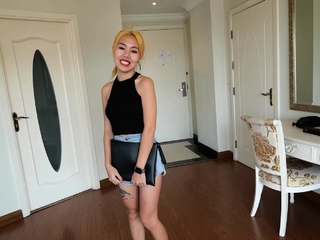 Tiny amateur Thai teen in a bunny outfit