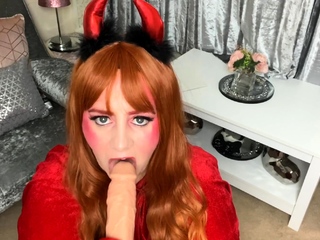 Violet lovely amateur redhead woman toying