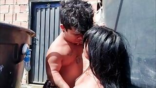 We went up to the terrace of the house because we heard a drip of water coming from the roof