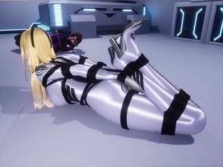 Brunette cums to hentai