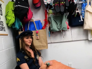 Cute policewoman is a cleptomaniac slut