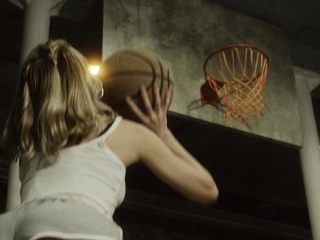 Hot big ass blonde playing basketball