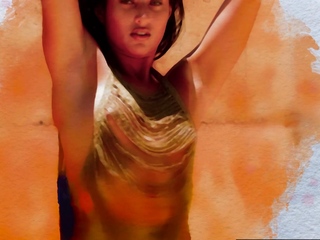 Hot latina muse taking a shower outdoor