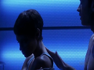 Jolene Blalock dropping out of a silver robe as we see