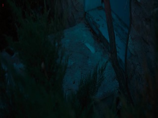 Megan Fox walking through a party in a very low-cut dress