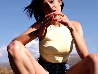 Spanish small tits model naked outdoor